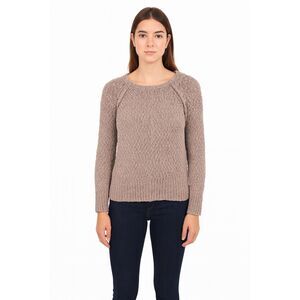 Yes Lola Women's light pink / cream knit sweater size L crewneck casual preppy